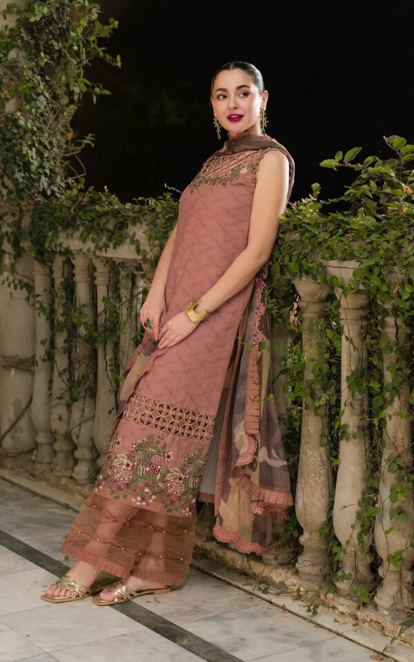 Asifa & Nabeel Gulkari Embroidered Lawn Gkl 04 Saffron Day 3pc Suit