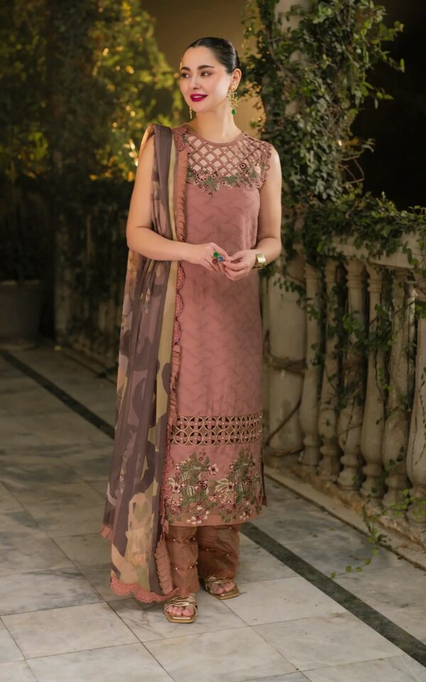 Asifa & Nabeel Gulkari Embroidered Lawn Gkl 04 Saffron Day 3pc Suit