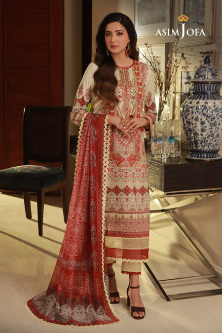 Asim Jofa Ajas-10 Embroidered Cambric 3-Pcs 
