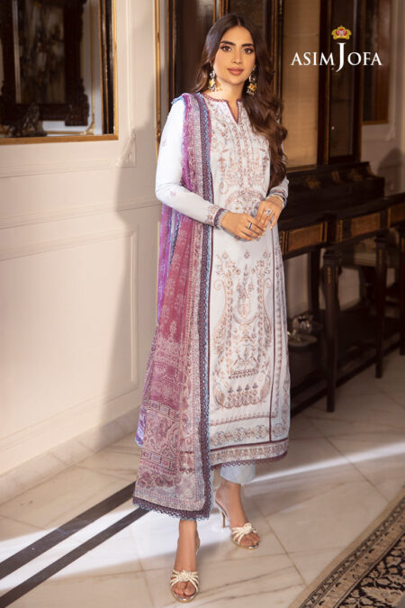 Asim Jofa Ajas-32 Embroidered Cambric 3-Pcs 