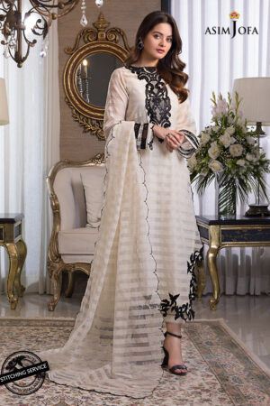 Asim Jofa Ajim-02 Embroidered Karandi Lines And Organza 