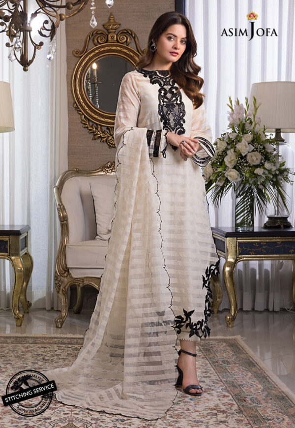 Asim Jofa Ajim-02 Embroidered Karandi Lines And Organza