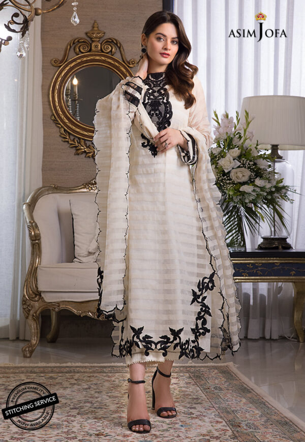 Asim Jofa Ajim-02 Embroidered Karandi Lines And Organza