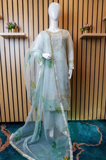 Madiha Jahangir Pastel Sky Serenity 4 Piece Semi Stitched